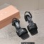 Miu Miu Low Heel Leather sandals Black 2023