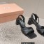 Miu Miu Low Heel Leather sandals Black 2023