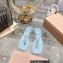Miu Miu Patent thong sandals Blue with metal lettering logo 2023