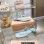Miu Miu Patent thong sandals Blue with metal lettering logo 2023