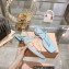 Miu Miu Patent thong sandals Blue with metal lettering logo 2023