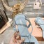 Miu Miu Patent thong sandals Blue with metal lettering logo 2023