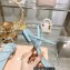 Miu Miu Patent thong sandals Blue with metal lettering logo 2023