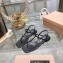 Miu Miu Patent thong sandals Black with metal lettering logo 2023