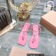 Miu Miu Patent thong sandals Pink with metal lettering logo 2023