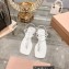Miu Miu Patent thong sandals White with metal lettering logo 2023