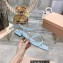 Miu Miu Patent leather sandals Blue with metal lettering logo 2023