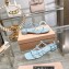Miu Miu Patent leather sandals Blue with metal lettering logo 2023