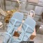 Miu Miu Patent leather sandals Blue with metal lettering logo 2023