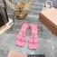 Miu Miu Patent leather sandals Pink with metal lettering logo 2023