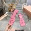 Miu Miu Patent leather sandals Pink with metal lettering logo 2023