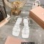 Miu Miu Patent leather sandals White with metal lettering logo 2023