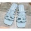 Miu Miu Leather sandals Blue with metal lettering logo 2023