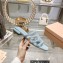 Miu Miu Leather sandals Blue with metal lettering logo 2023