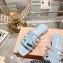 Miu Miu Leather sandals Blue with metal lettering logo 2023