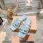 Miu Miu Leather sandals Blue with metal lettering logo 2023