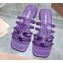 Miu Miu Leather sandals Purple with metal lettering logo 2023