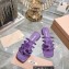 Miu Miu Leather sandals Purple with metal lettering logo 2023