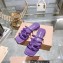 Miu Miu Leather sandals Purple with metal lettering logo 2023