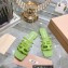 Miu Miu Leather sandals Green with metal lettering logo 2023