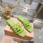 Miu Miu Leather sandals Green with metal lettering logo 2023