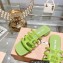 Miu Miu Leather sandals Green with metal lettering logo 2023