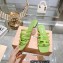 Miu Miu Leather sandals Green with metal lettering logo 2023