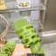 Miu Miu Leather sandals Green with metal lettering logo 2023