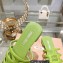 Miu Miu Leather sandals Green with metal lettering logo 2023