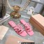 Miu Miu Leather sandals Pink with metal lettering logo 2023