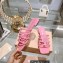 Miu Miu Leather sandals Pink with metal lettering logo 2023