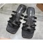 Miu Miu Leather sandals Black with metal lettering logo 2023
