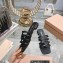 Miu Miu Leather sandals Black with metal lettering logo 2023