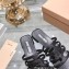 Miu Miu Leather sandals Black with metal lettering logo 2023