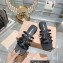 Miu Miu Leather sandals Black with metal lettering logo 2023