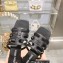 Miu Miu Leather sandals Black with metal lettering logo 2023