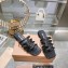 Miu Miu Leather sandals Black with metal lettering logo 2023