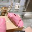 Miu Miu Leather slides Pink with metal lettering logo 2023