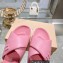 Miu Miu Leather slides Pink with metal lettering logo 2023