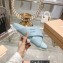 Miu Miu Leather slides Blue with metal lettering logo 2023