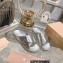 Miu Miu Leather slides Silver with metal lettering logo 2023