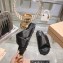 Miu Miu Leather slides Black with metal lettering logo 2023