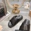 Miu Miu Leather slides Black with metal lettering logo 2023