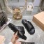 Miu Miu Leather slides Black with metal lettering logo 2023