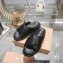 Miu Miu Leather slides Black with metal lettering logo 2023