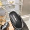 Miu Miu Leather slides Black with metal lettering logo 2023