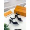 Louis Vuitton Heel 6.5cm Sparkle Sandals Satin Black with LV Initials chain 2023