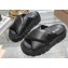 Miu Miu Leather Platform slides Black with metal lettering logo 2023