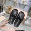 Miu Miu Leather Platform slides Black with metal lettering logo 2023