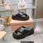 Miu Miu Leather Platform slides Black with metal lettering logo 2023
